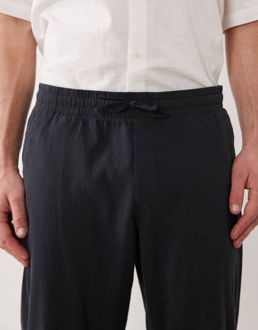 JJ Rebel – Hose aus Leinenmix in Schwarz mit Kordelzug, 5 von 5