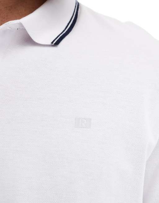 JJ Rebel - Hvid polo i piqué med kantstriber, 3 af 4