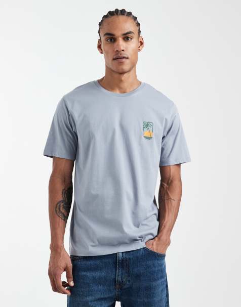 JJ Rebel – Jasnoniebieski T-shirt oversize z wyhaftowaną palmą - view 1