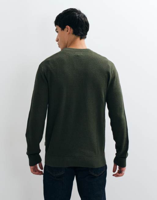 JJ Rebel - Jersey verde pino con cuello redondo de tejido texturizado, 2 de 5