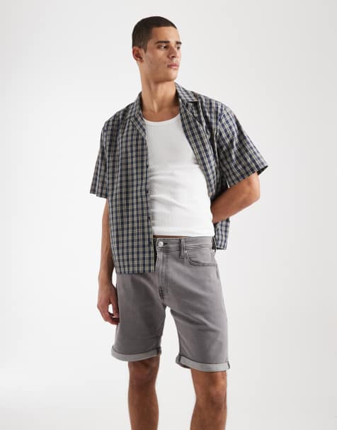 JJ Rebel - Joe - Denim short met omslag in grijs - view 1