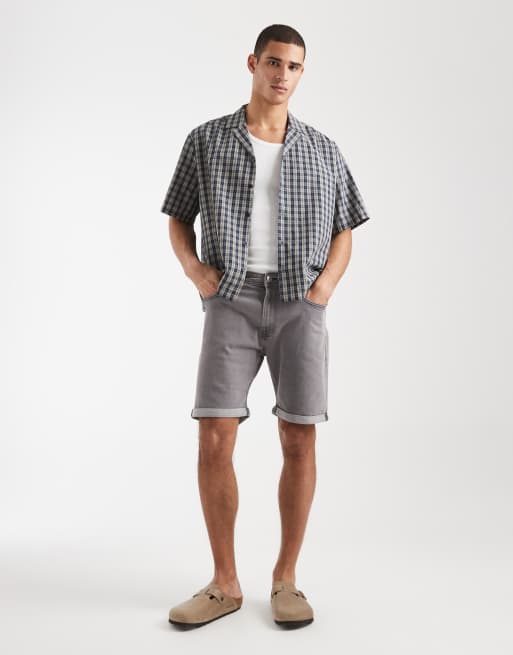 JJ Rebel – Joe – Grå jeansshorts med uppvikt kant, 2 av 5