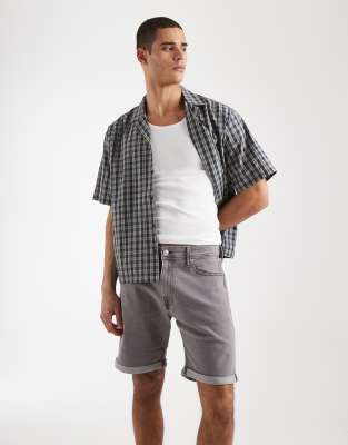 Jj Rebel Joe Turn Up Denim Shorts In Gray