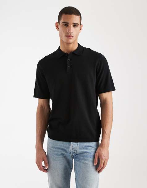 JJ Rebel knit polo in black - view 1