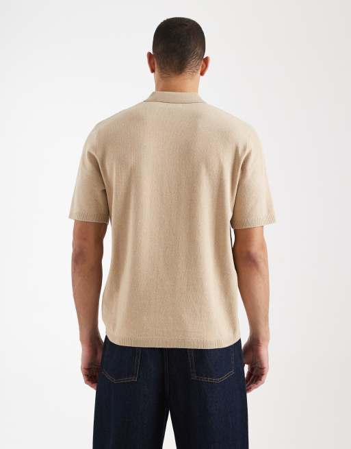 JJ Rebel knit polo shirt in beige, 3 of 5