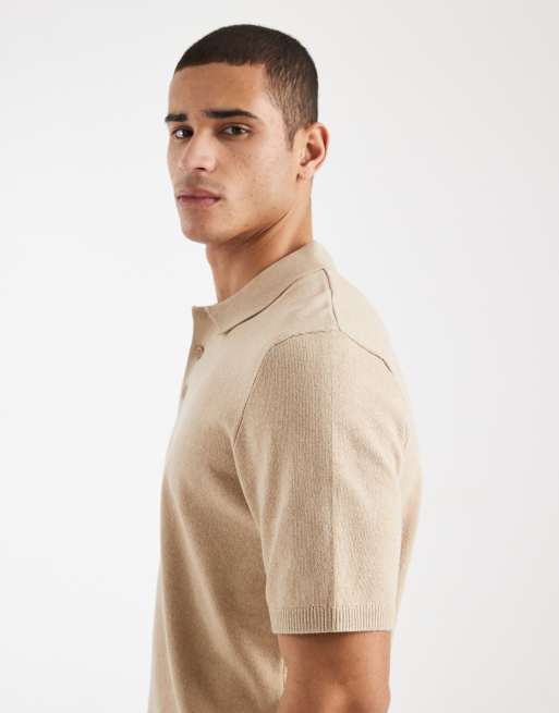 JJ Rebel knit polo shirt in beige, 4 of 5