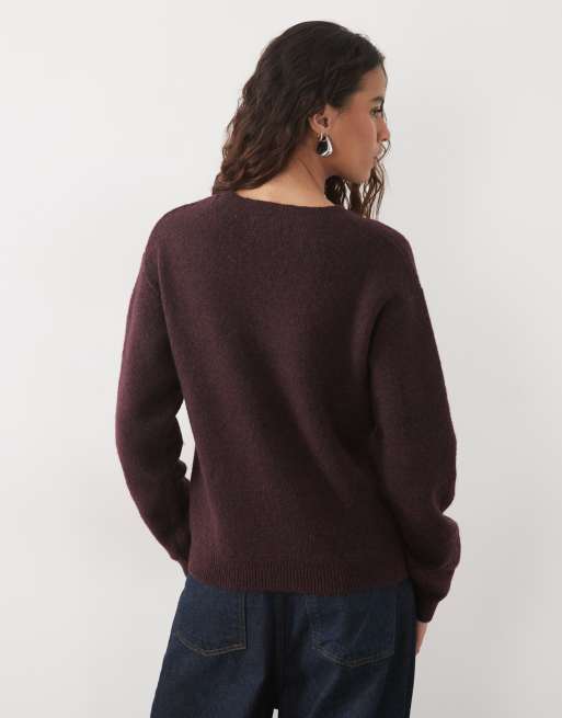 JJ Rebel knitted jumper in burgundy, 2 of 4