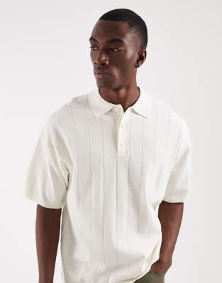 Jj Rebel Knitted Ribbed Polo In White