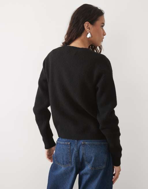 JJ Rebel knitted sweater in black, 3 of 4