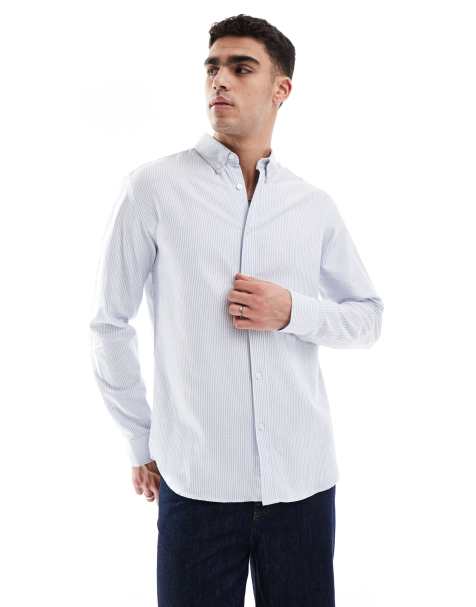 JJ Rebel oxford shirt in blue stripe 