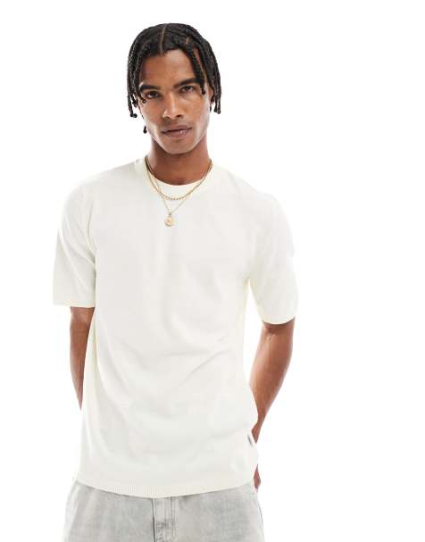 JJ Rebel – Kremowy dzianinowy T-shirt - view 1