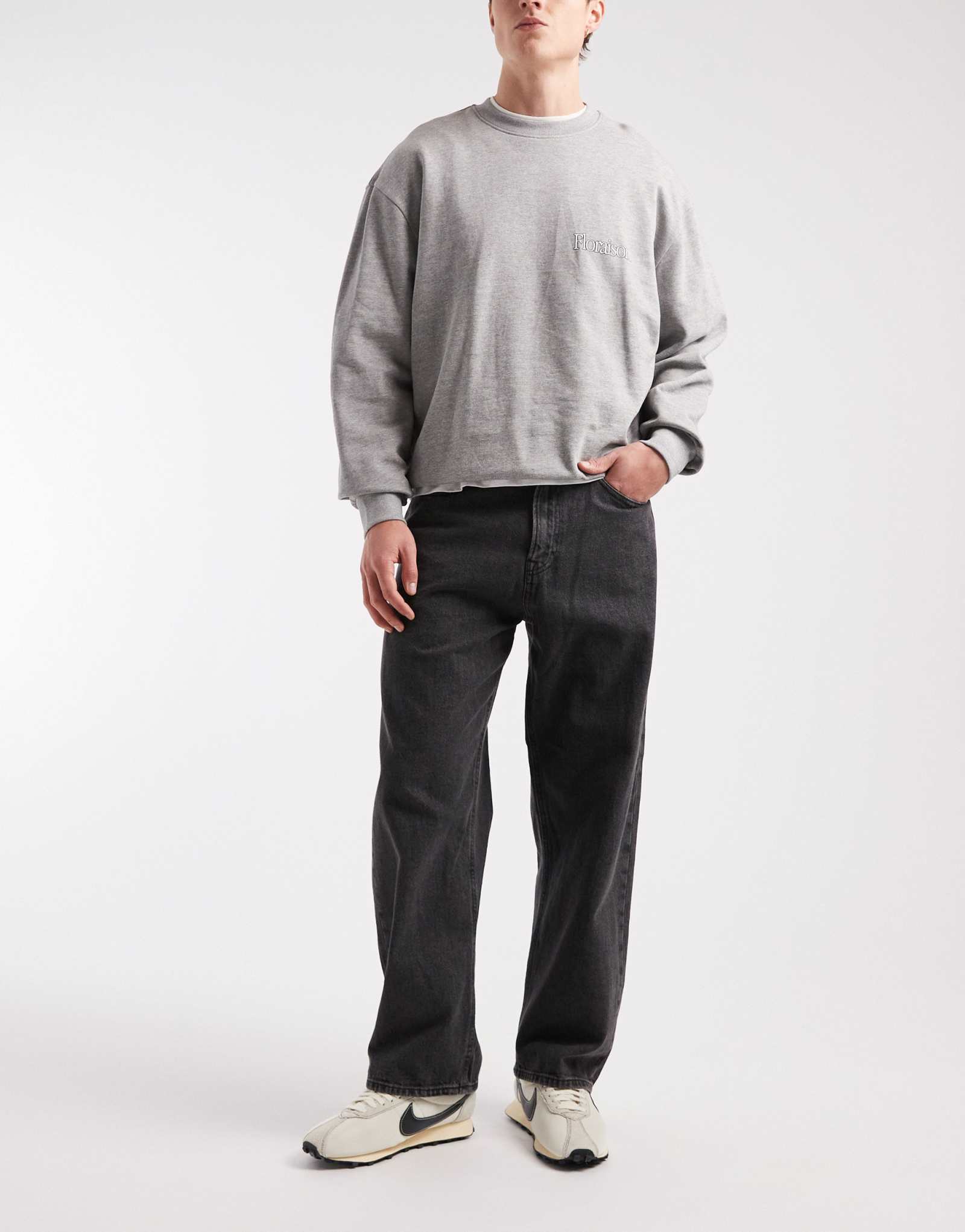 Мешковатые джинсы JJ Rebel Leo серого цвета