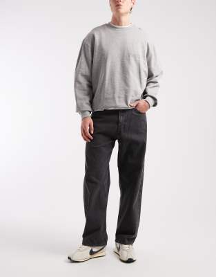 Leo - Weite Jeans in verwaschenem Schwarz-Grau Grau W29 L34