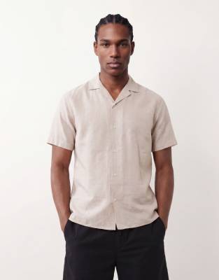 Jj Rebel Linen Blend Short Sleeve Shirt In Neutral