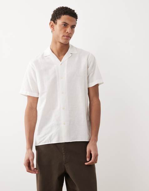 JJ Rebel linen blend short sleeve shirt in white - view 1
