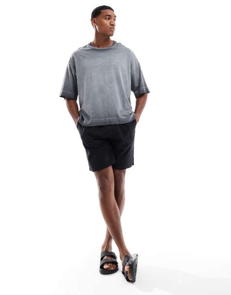 JJ Rebel linen blend shorts with drawstring waist in black - view 1