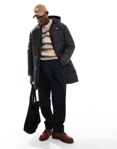 JJ Rebel long puffer jacket in black - view 1