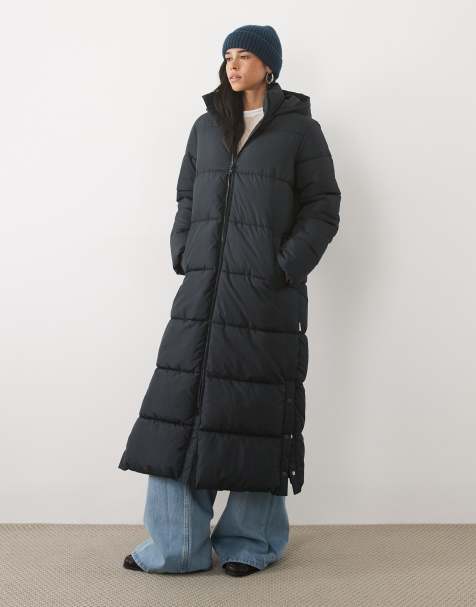 JJ Rebel long puffer jacket in black - view 1