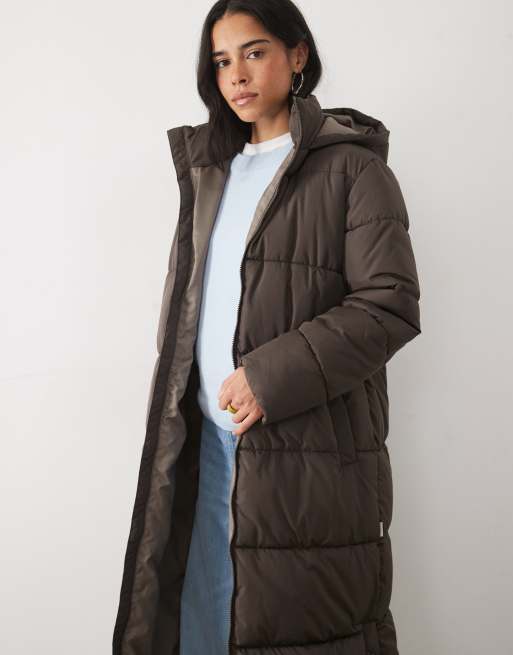 JJ Rebel long puffer jacket in browm, 2 of 4