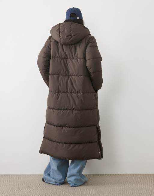 JJ Rebel long puffer jacket in browm, 4 of 4