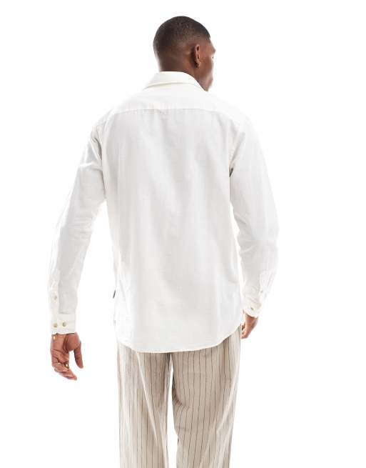 JJ Rebel long sleeve linen blend shirt white, 3 of 4