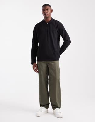 Jj Rebel Long Sleeve Textured Polo In Black