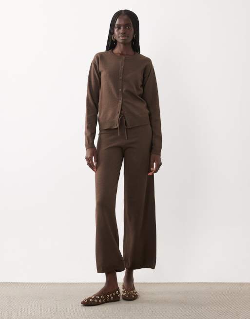 JJ Rebel long sleeved knitted cardigan co-ord in brown, 2 of 4