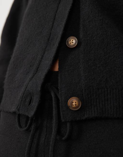 JJ Rebel long sleeved knitted cardigan in black, 2 of 4