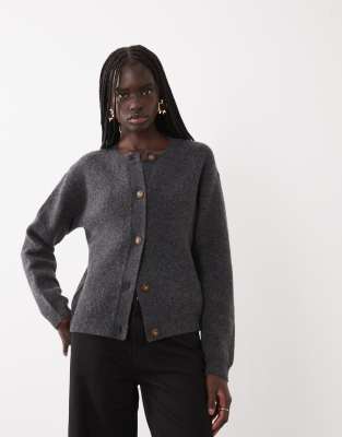Jj Rebel Long Sleeved Knitted Cardigan In Gray