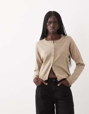 Jj Rebel Long Sleeved Knitted Cardigan Set In Neutral
