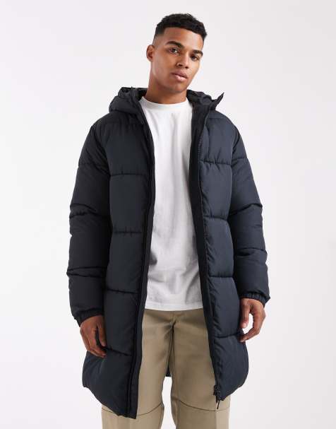 JJ Rebel longline padded coat in black - view 1