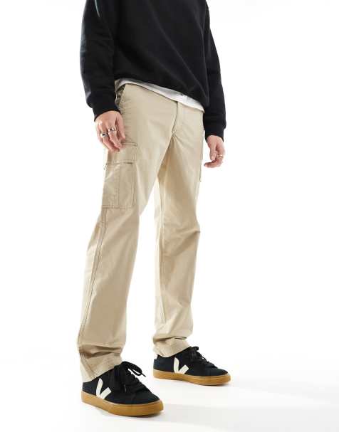 JJ Rebel loose fit cargo trouser in beige - view 1