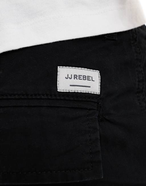 JJ Rebel loose fit cargo trouser in black