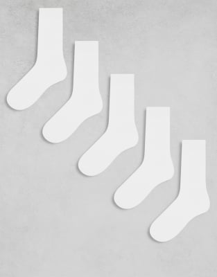 JJ Rebel - Lot de 5 paires de chaussettes côtelées - Blanc