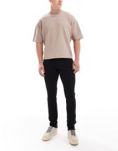 Jean Skinny Stretch Noir Délavé Topman - Taille 32, Longueur De Jambe 31, Pour Homme