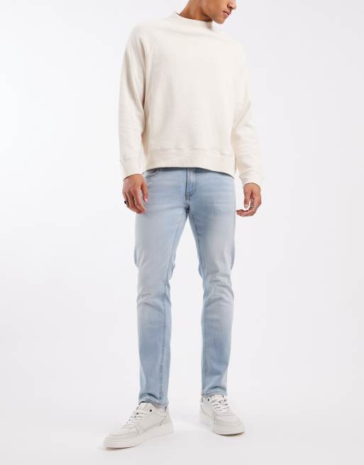 JJ Rebel - Luke - Lyse smalle jeans med vintage vask