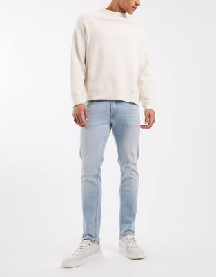 Luke - Schmal geschnittene Jeans in heller Vintage-Waschung-Blau Blau W36 L34
