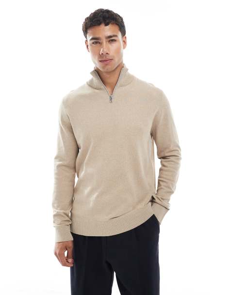 JJ Rebel - Maglione beige con zip corta - view 1