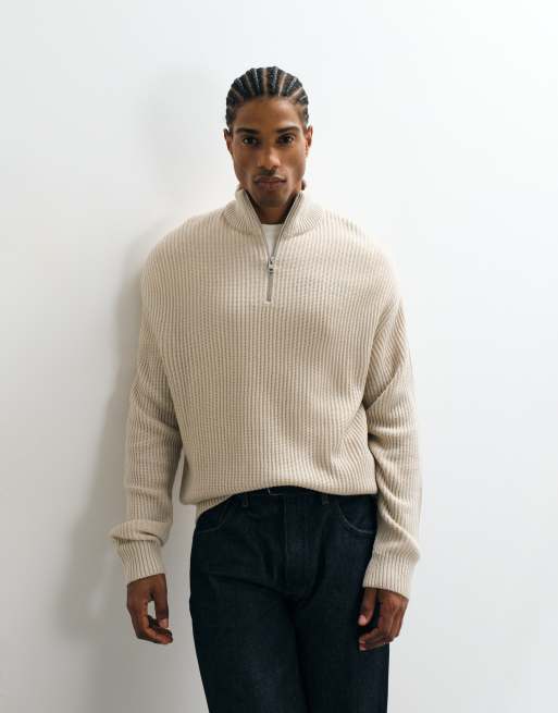 JJ Rebel - Maglione color crema con zip corta, 1 di 5