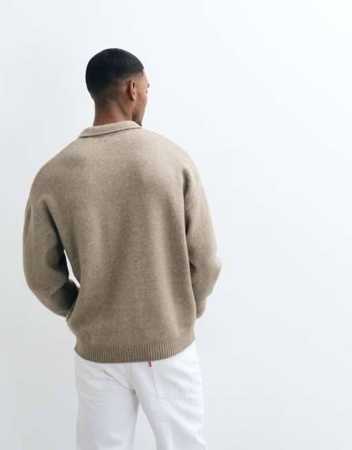 JJ Rebel maglione con scollo a V e apertura frontale beige, 4 di 5
