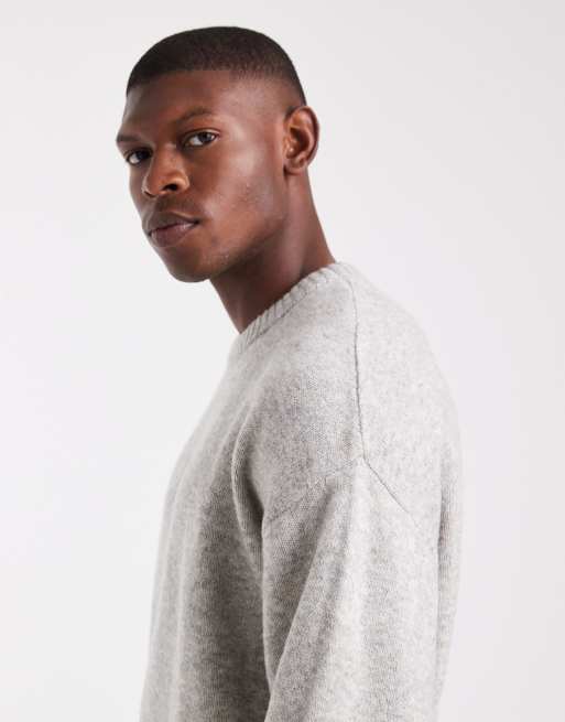 JJ Rebel - Maglione girocollo soffice taglio comodo grigio chiaro, 4 di 5
