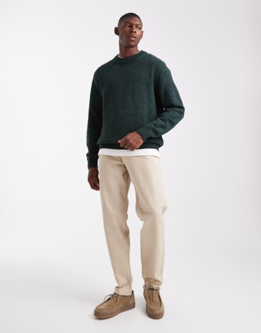 JJ Rebel - Maglione girocollo taglio comodo kaki testurizzato, 2 di 5