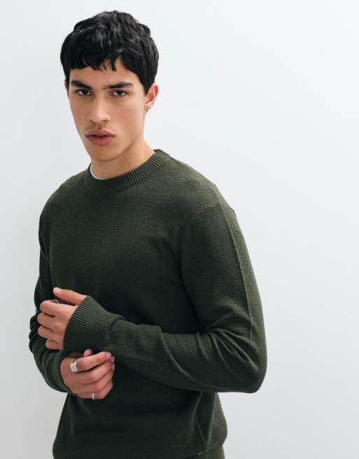 JJ Rebel - Maglione girocollo testurizzato verde bosco, 4 di 5
