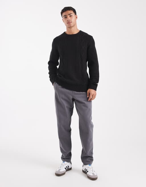 JJ Rebel - Maglione lavorato a trecce nero, 2 di 5