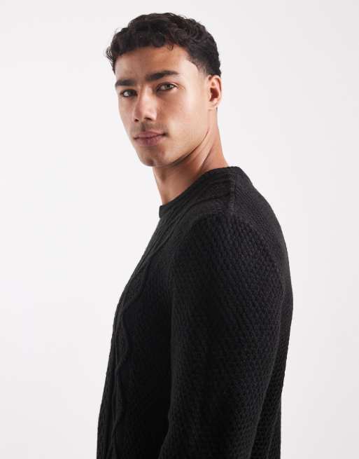 JJ Rebel - Maglione lavorato a trecce nero, 5 di 5