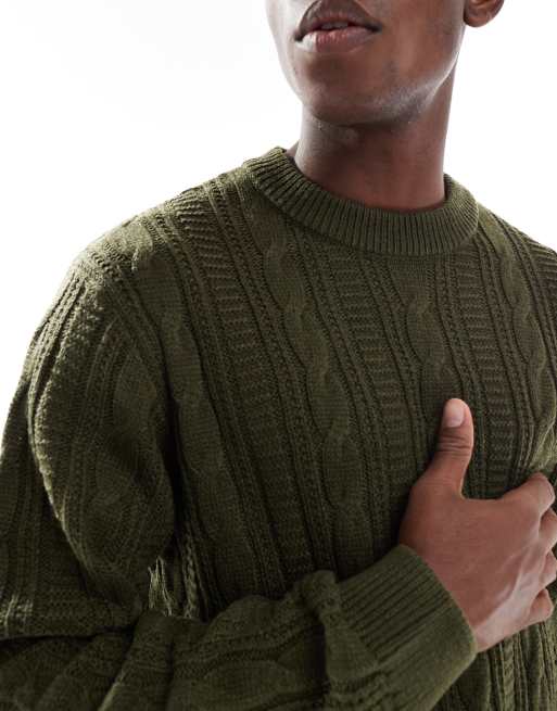 JJ Rebel - Maglione lavorato a trecce verde, 5 di 5