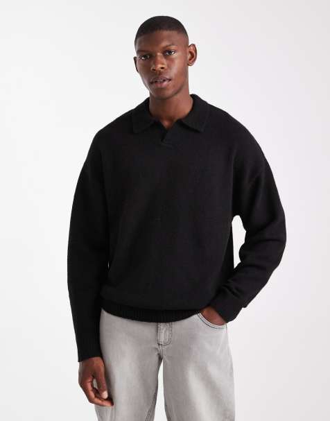JJ Rebel - Maglione soffice taglio comodo nero con scollo a intaglio - view 1