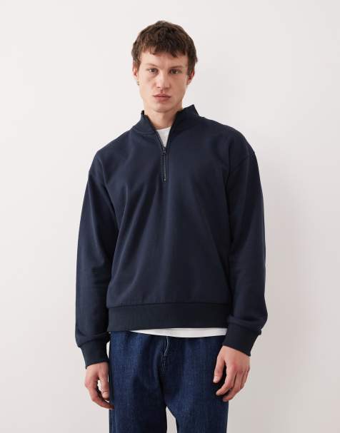 JJ Rebel - Marineblå oversized sweatshirt med 1/4 lynlås - view 1