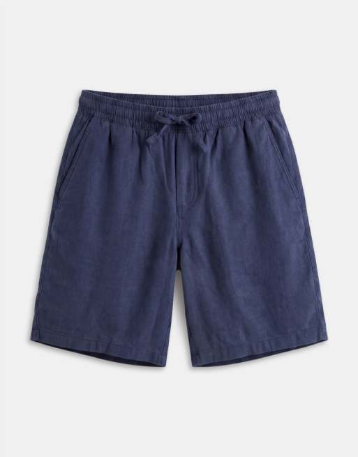 JJ Rebel - Marineblå shorts med løbesnor i hørblanding, 6 af 7