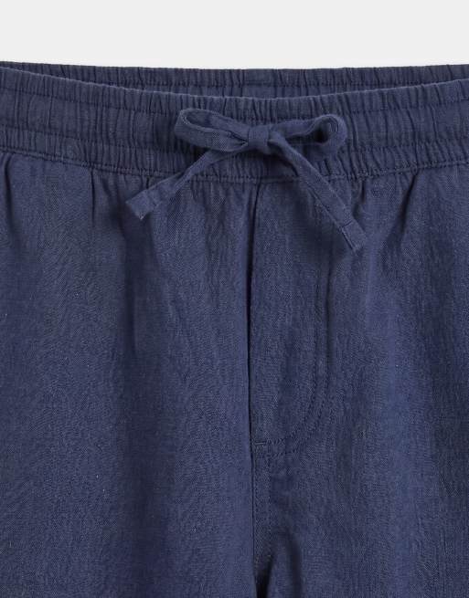 JJ Rebel - Marineblå shorts med løbesnor i hørblanding, 8 af 9